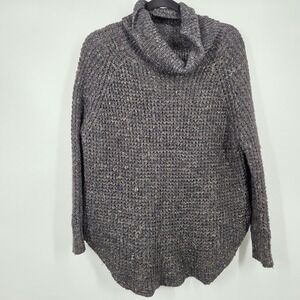 Free People Dylan Grey Tweedy Cowl Neck Chunky Sweater Size XS Oversize Cozy
